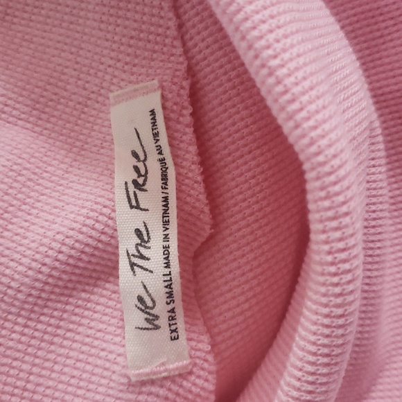 We the Free, off the shoulder waffle shirt in pink - Picture 3 of 6